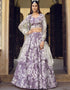 Traditional Party Wear Heavy Lehenga Choli Faded Purple Finest Crushed Silk Lehenga Choli Front View